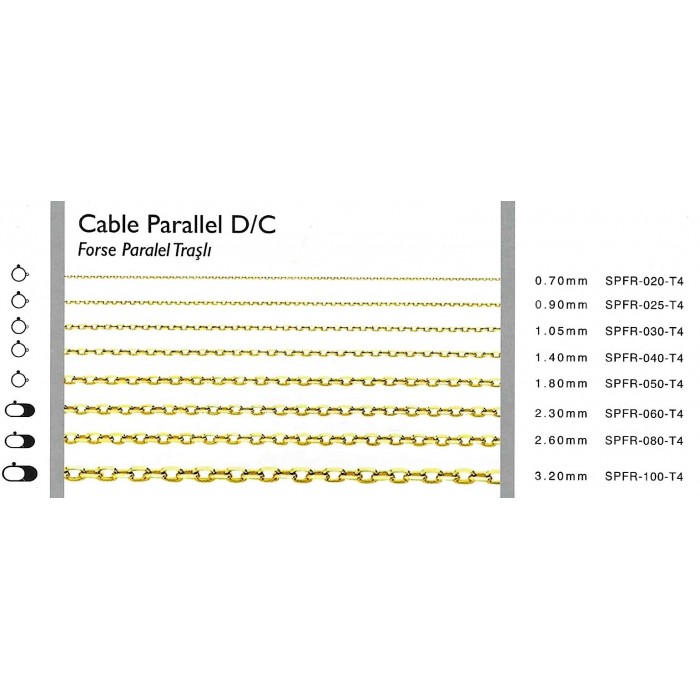  Cable Parallel  D/C 0,7 mm 45 cm 0,55 gr 14 K 585